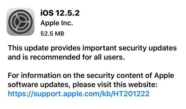 园林办事处苹果手机维修分享iOS12.5.2发布，建议所有老苹果用户安装 